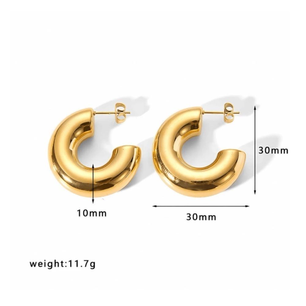 5/$25 Gold Color Chunky Hoops - Picture 3 of 4